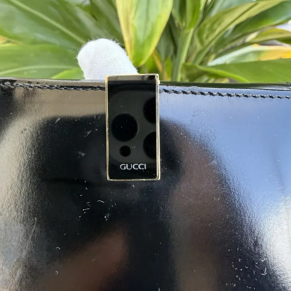 Authentic Vintage Gucci Bifold Wallet Black Patent Leather - Picture 2 of 16